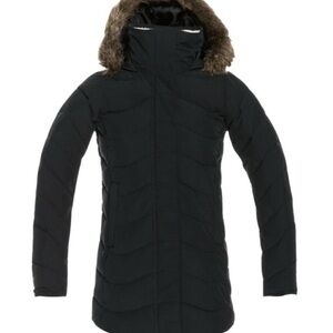 Roxy girl Black winter Jacket with Faux Fur Trim